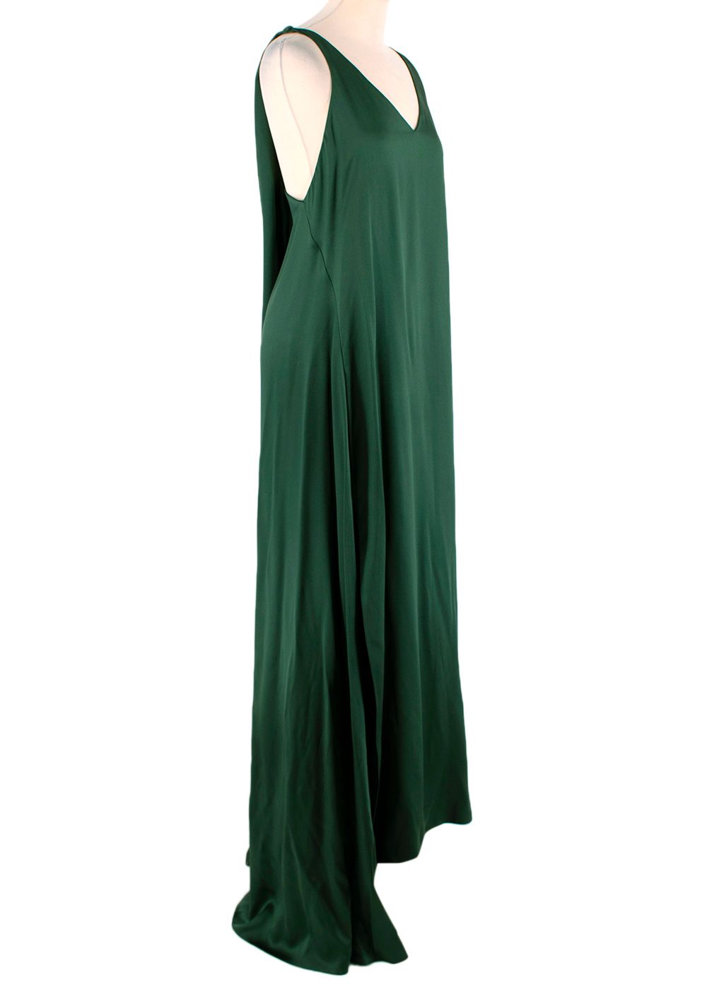 Preowned Rosetta Getty Emerald Silk Low Back Gown Size XS emerald green dark green