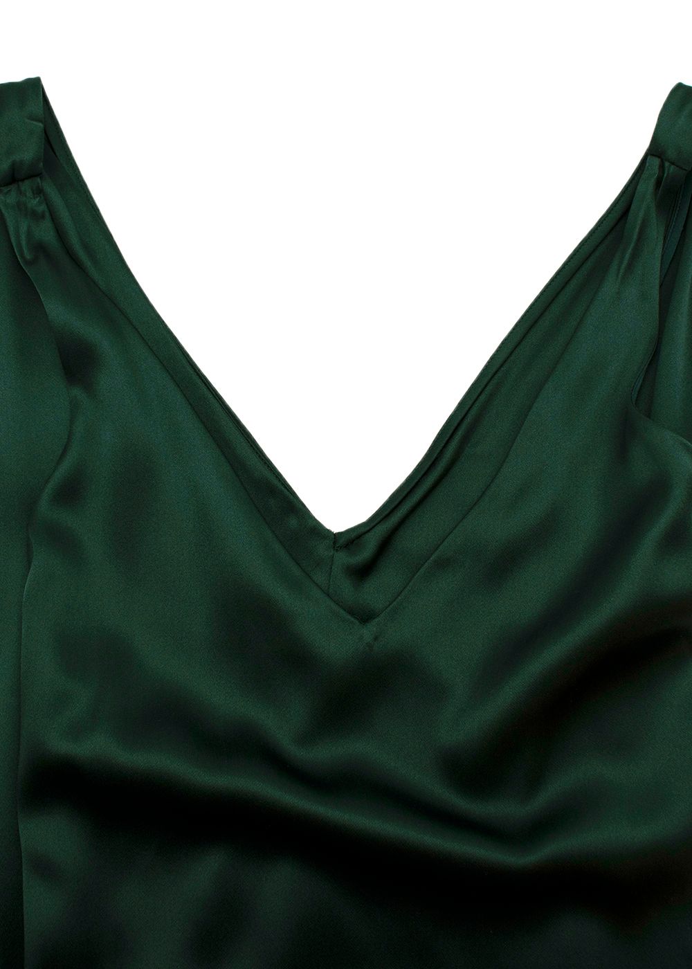 Preowned Rosetta Getty Emerald Silk Low Back Gown Size XS emerald green dark green