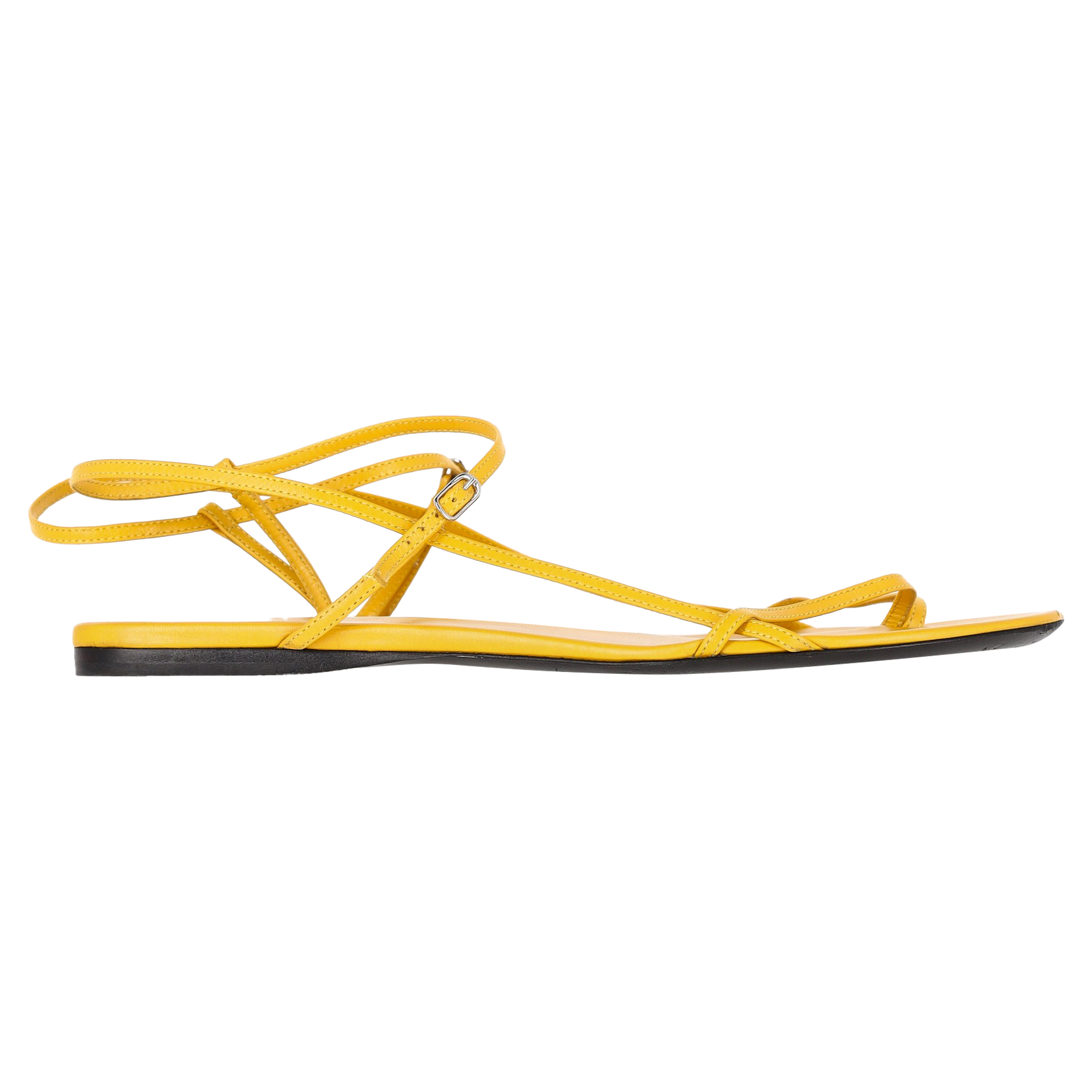 Preowned The Row Yellow Leather Slingback Flat Sandals Size 40