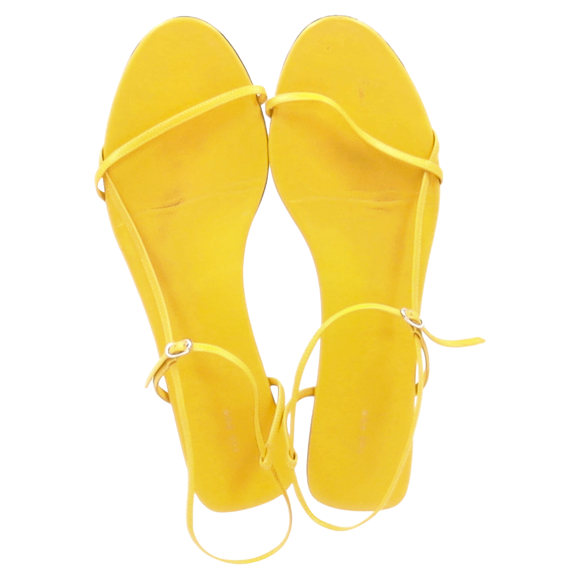 Preowned The Row Yellow Leather Slingback Flat Sandals Size 40