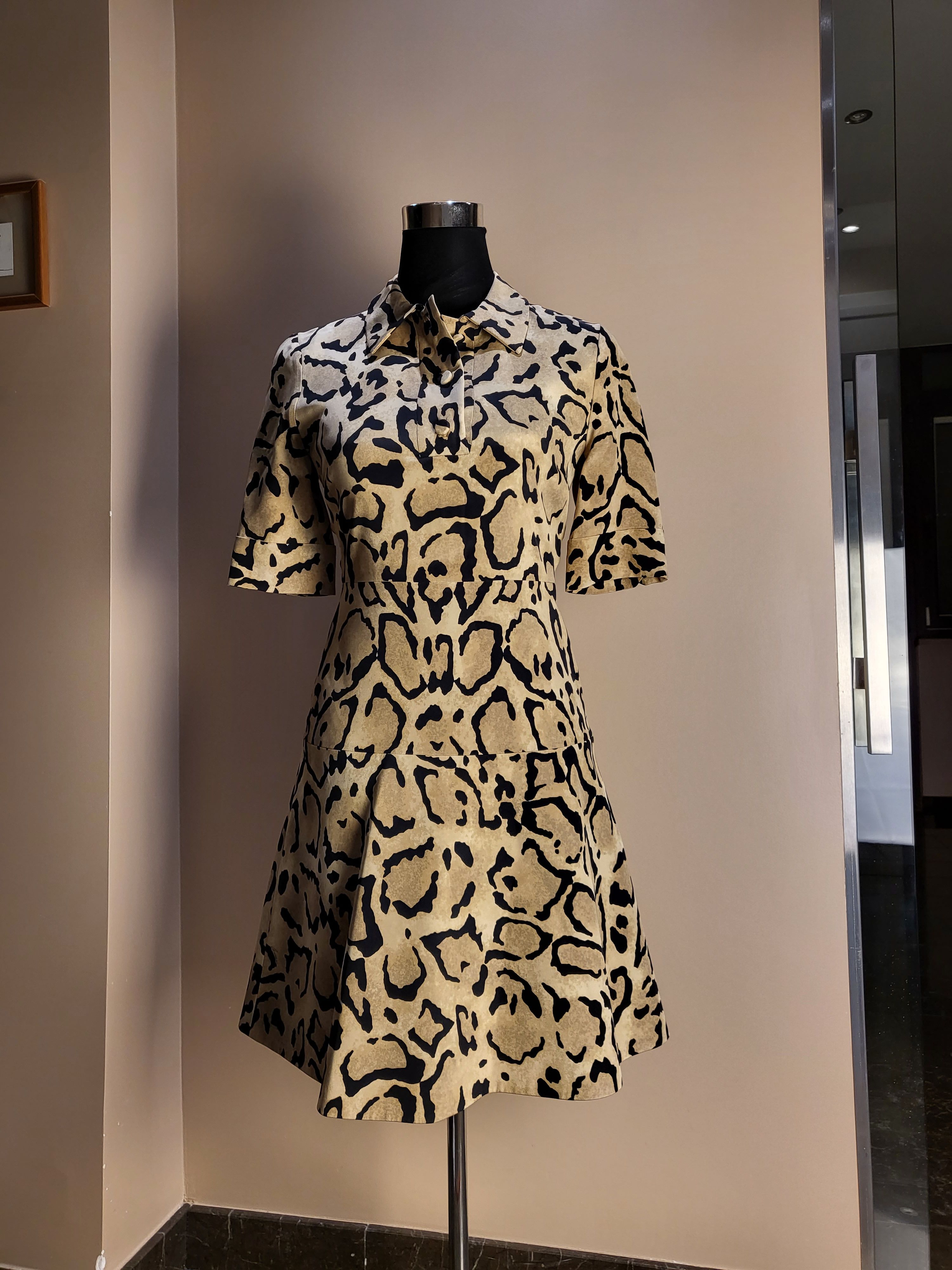 Preowned Gucci Leopard Print A-Line Shirt Dress Size XS Multi silk