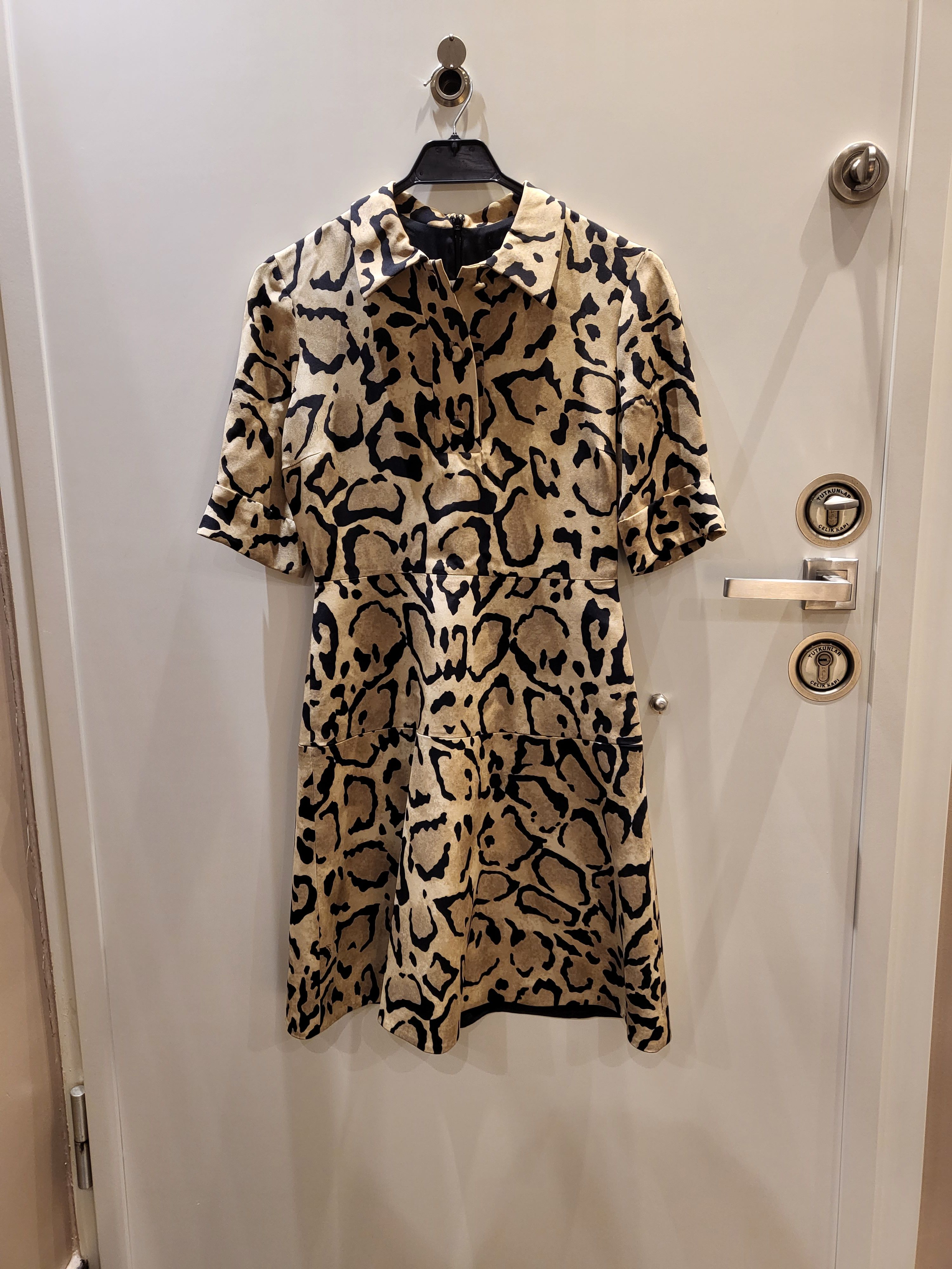 Preowned Gucci Leopard Print A-Line Shirt Dress Size XS Multi silk