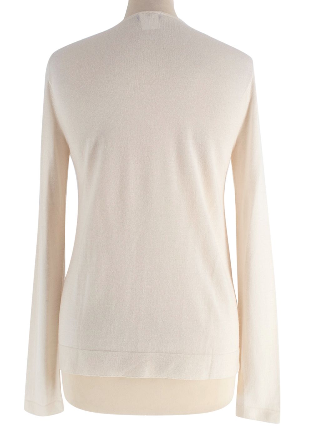 Preowned Akris Cream Cashmere Blend Fine Knit Sweater Size XXS