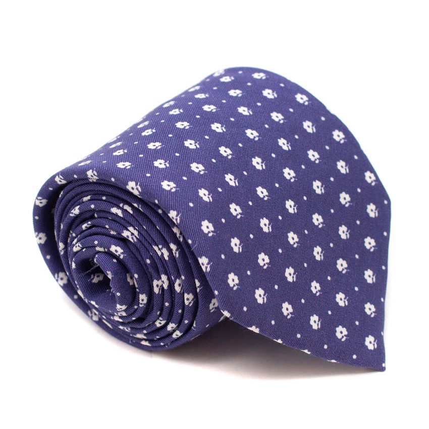 Men's Petronius 1926 for Al Bazar Indigo Floral Print Tie Blue cotton