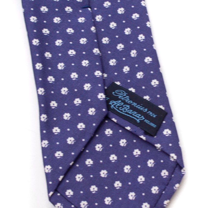 Men's Petronius 1926 for Al Bazar Indigo Floral Print Tie Blue cotton