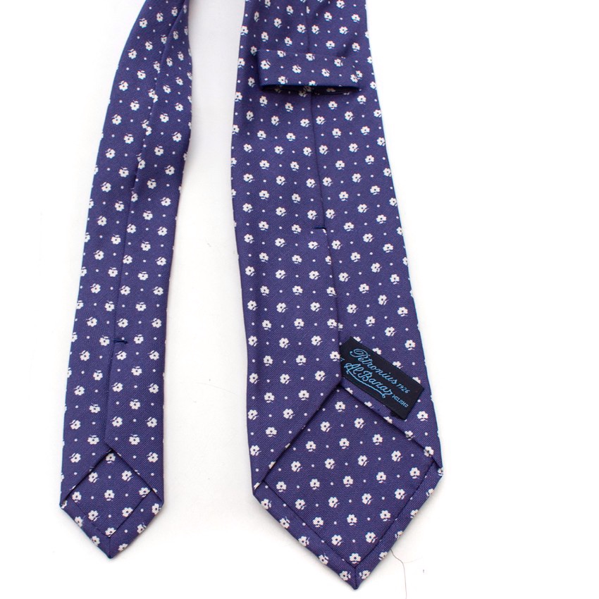 Men's Petronius 1926 for Al Bazar Indigo Floral Print Tie Blue cotton