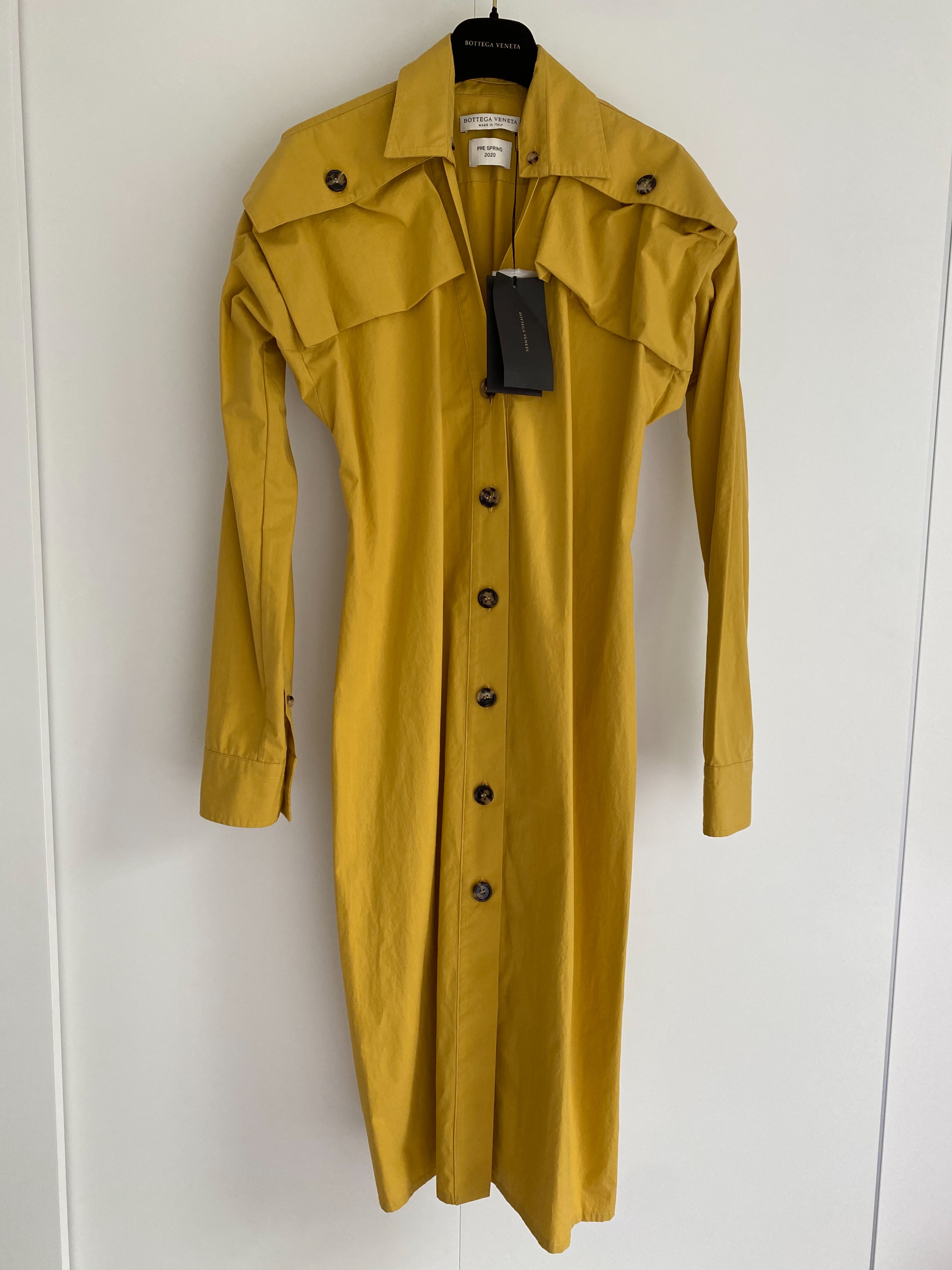 Bottega Veneta Sunset yellow cotton shirt dress Size S