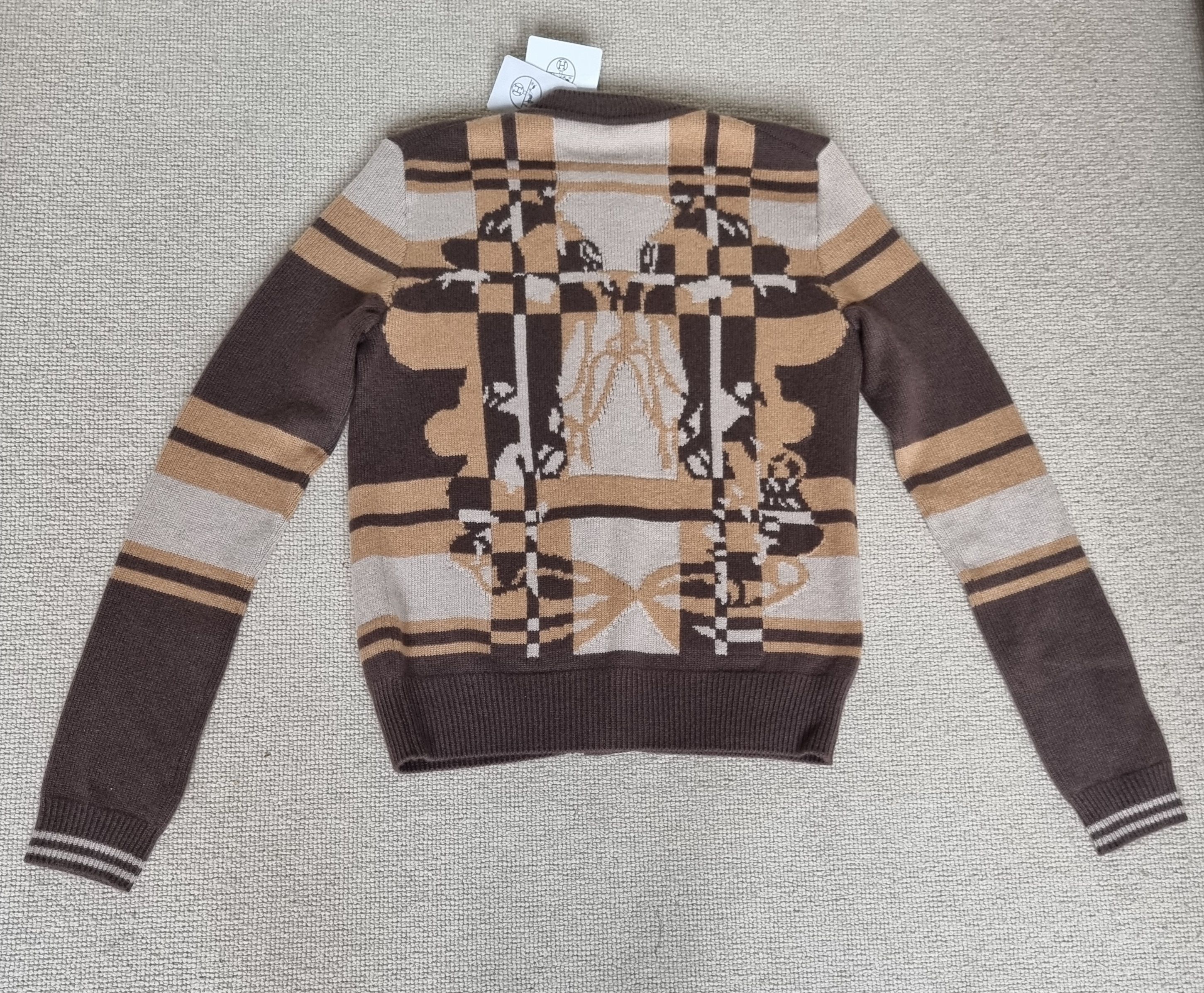 Hermes Brown Art de Vivre Cashmere Cardigan Size XS