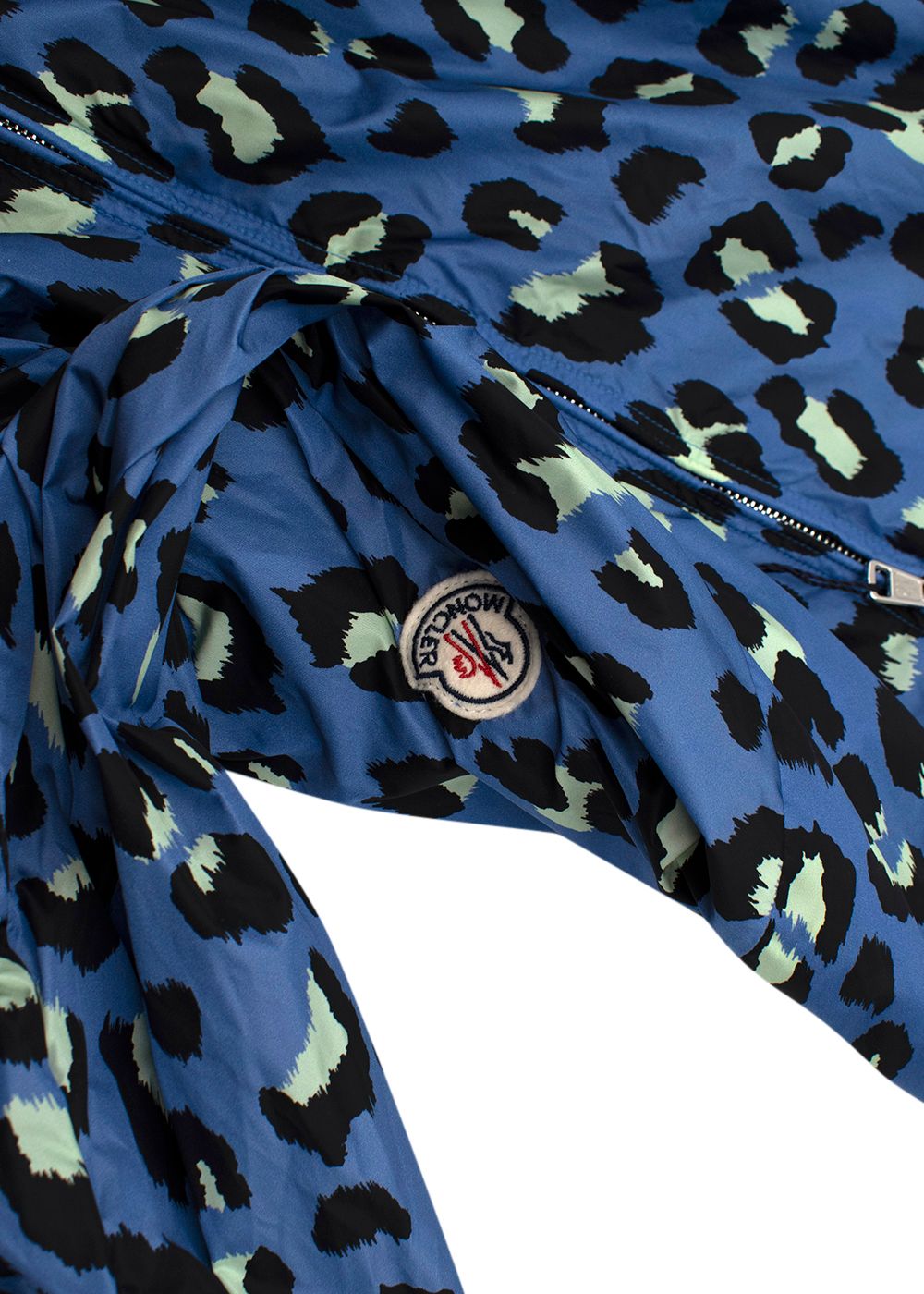 Moncler Blue Animal Print Rain Coat Size S blue green black silver nylon