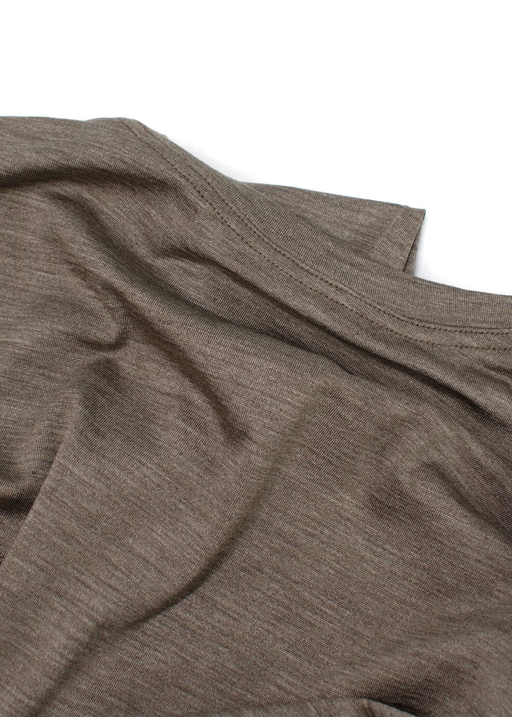 Hermes Taupe Long Sleeve Silk Top Size M