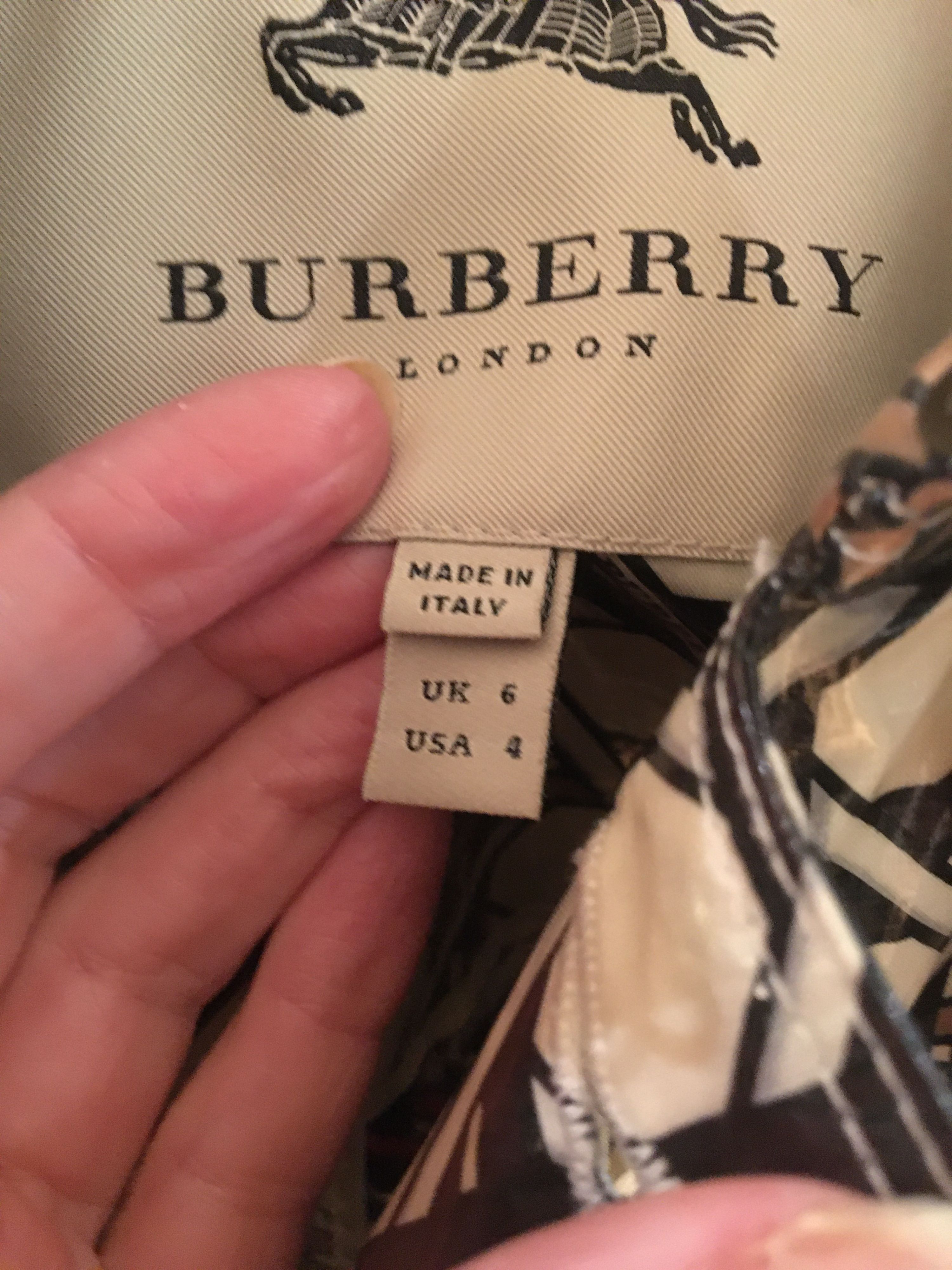 Burberry Printed Coated Cotton Double Breasted Trench Coat Size S