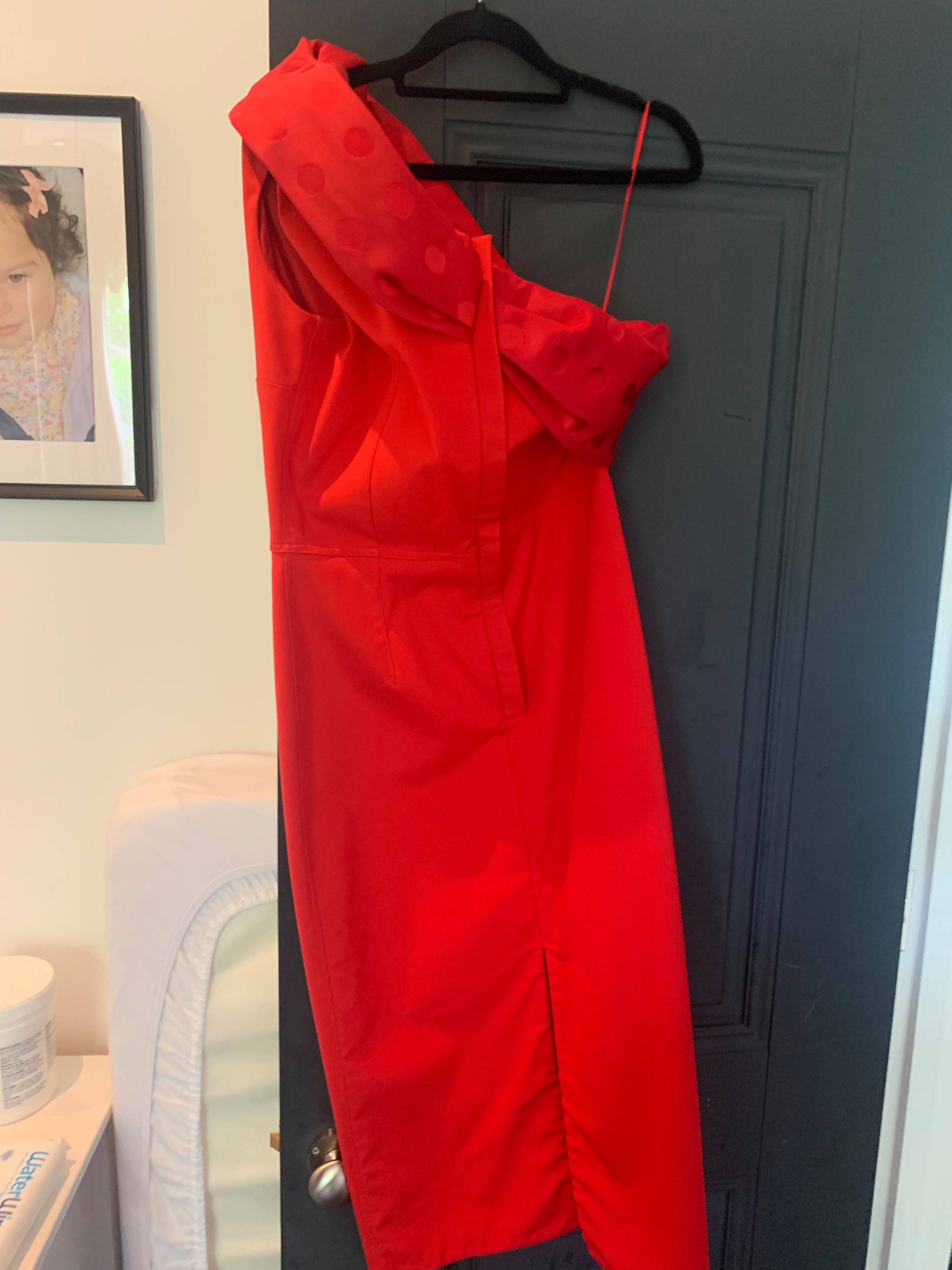 Preowned Orange silk one-shoulder Tasman dress Size M Red