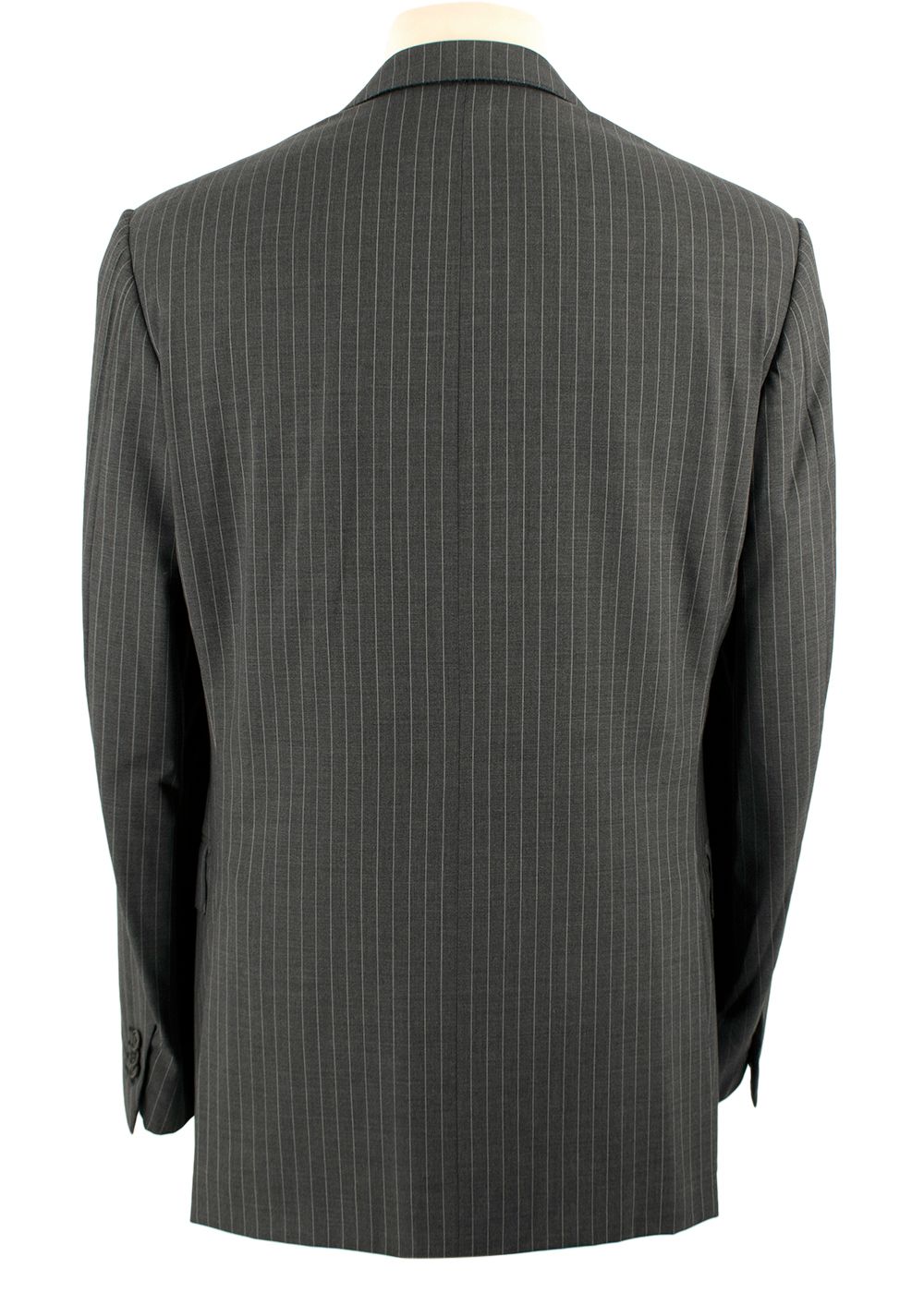 Men's Preowned Ermenegildo Zegna Grey PinStripe Single Breasted Blazer and Trouser Suit Size S wool