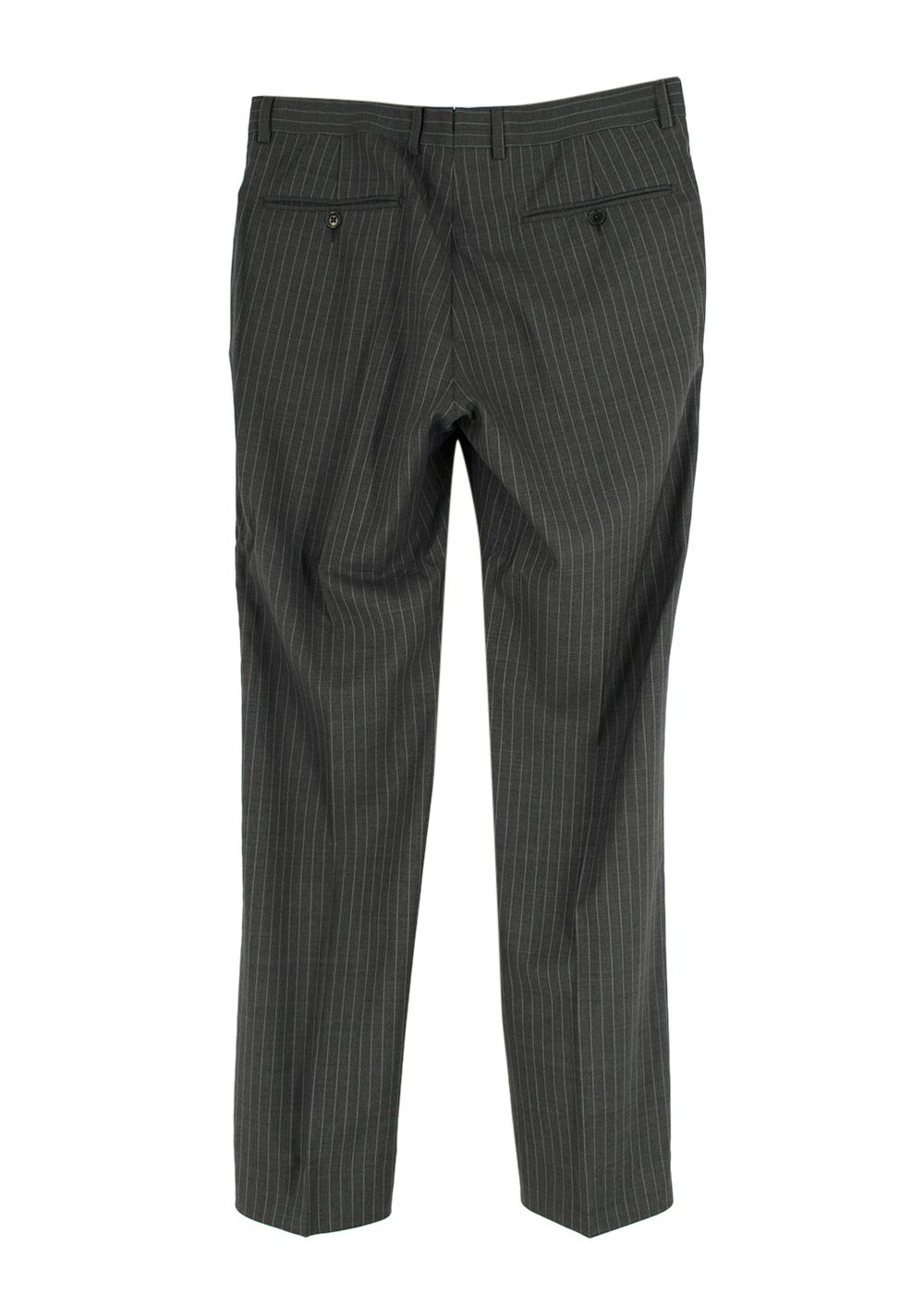 Men's Preowned Ermenegildo Zegna Grey PinStripe Single Breasted Blazer and Trouser Suit Size S wool