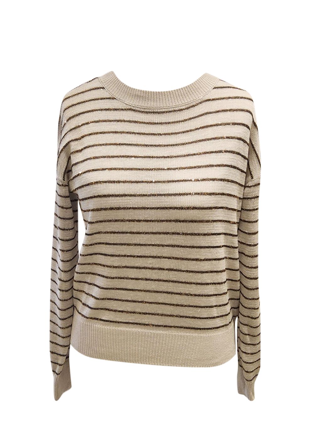 Brunello Cucinelli Sequin Embellished Jumper Size M Beige cotton