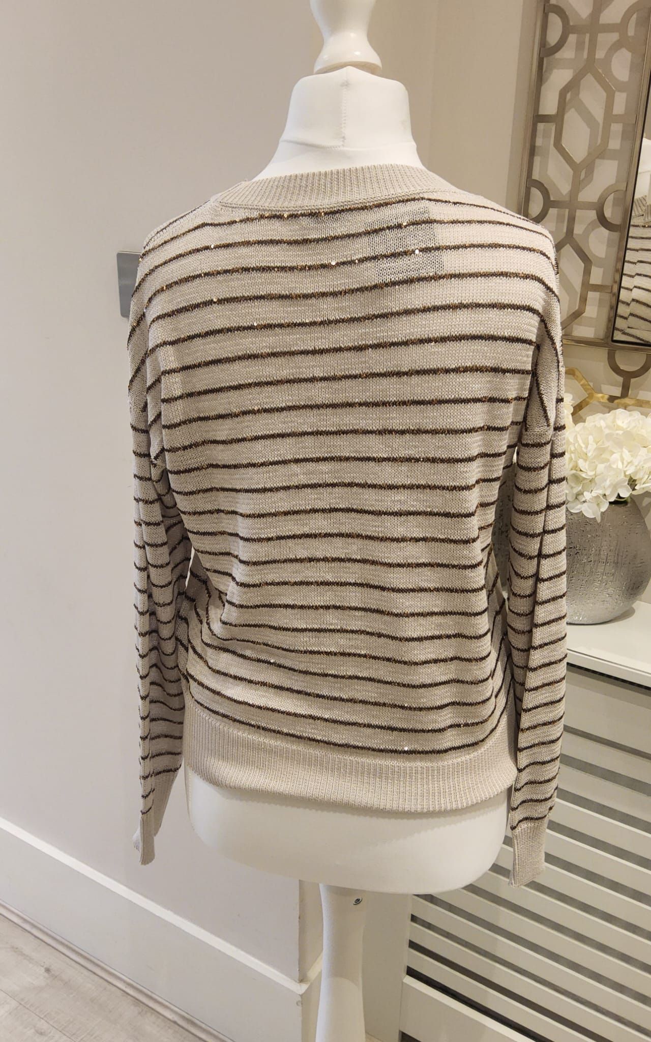 Brunello Cucinelli Sequin Embellished Jumper Size M Beige cotton