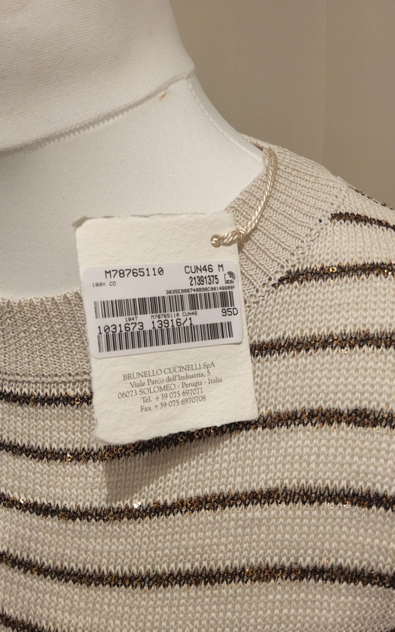 Brunello Cucinelli Sequin Embellished Jumper Size M Beige cotton