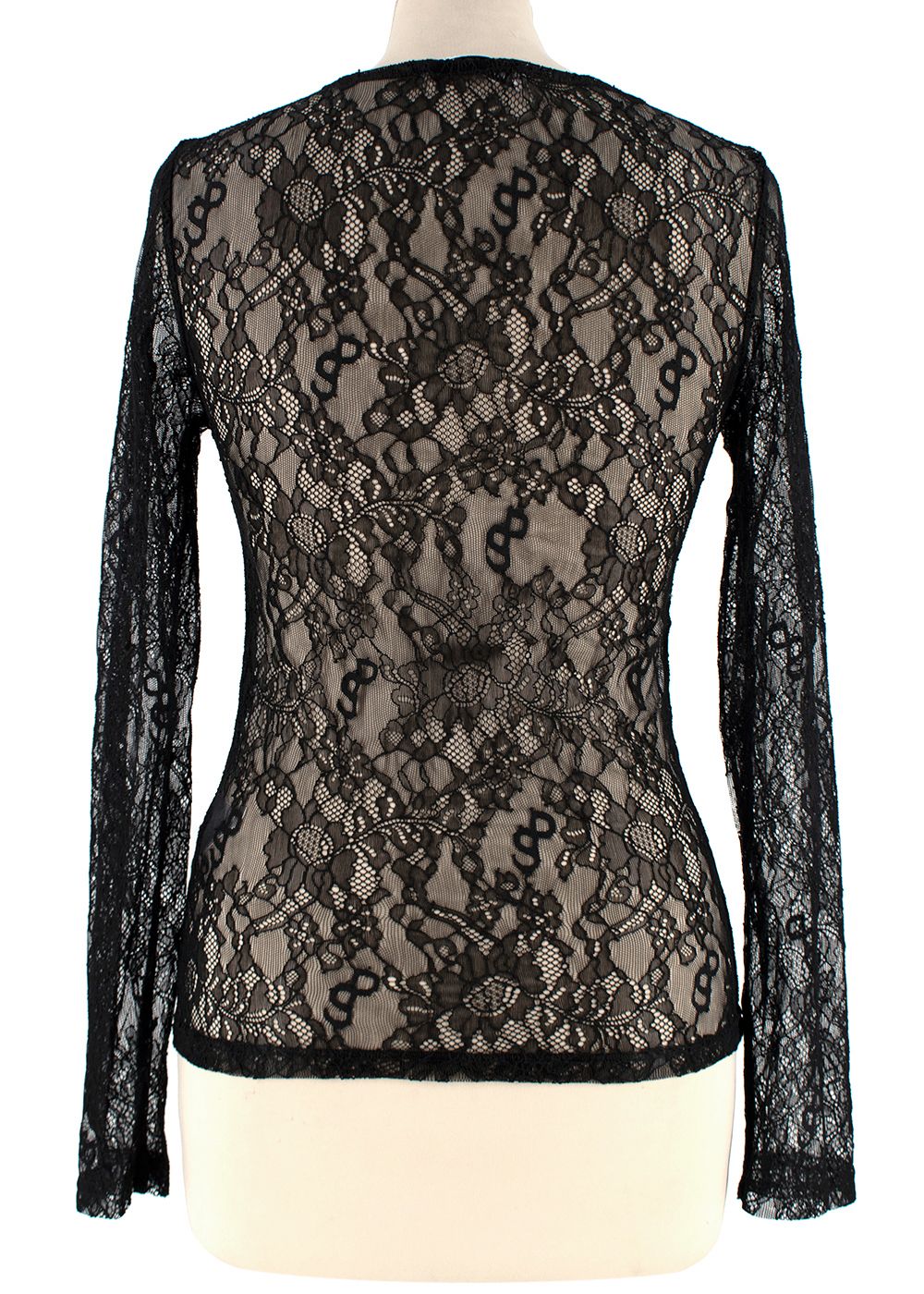 Saks Potts Black Sheer Lace Long Sleeve Top Size XS polyester