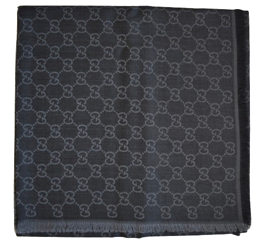 Gucci Charcoal Grey Monogram Shawl grey antracite wool/and/silk