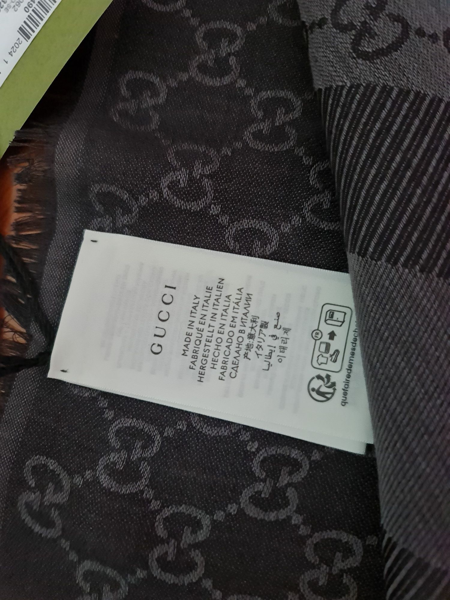 Gucci Charcoal Grey Monogram Shawl grey antracite wool/and/silk