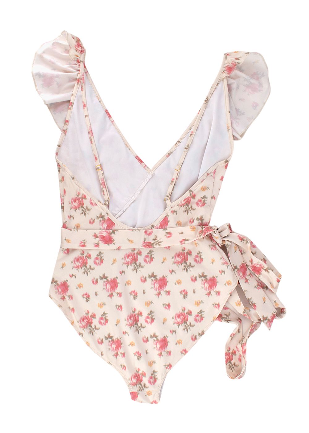 Love Shack Fancy Jasper Cream Floral Printed Swimsuit Size L polyester