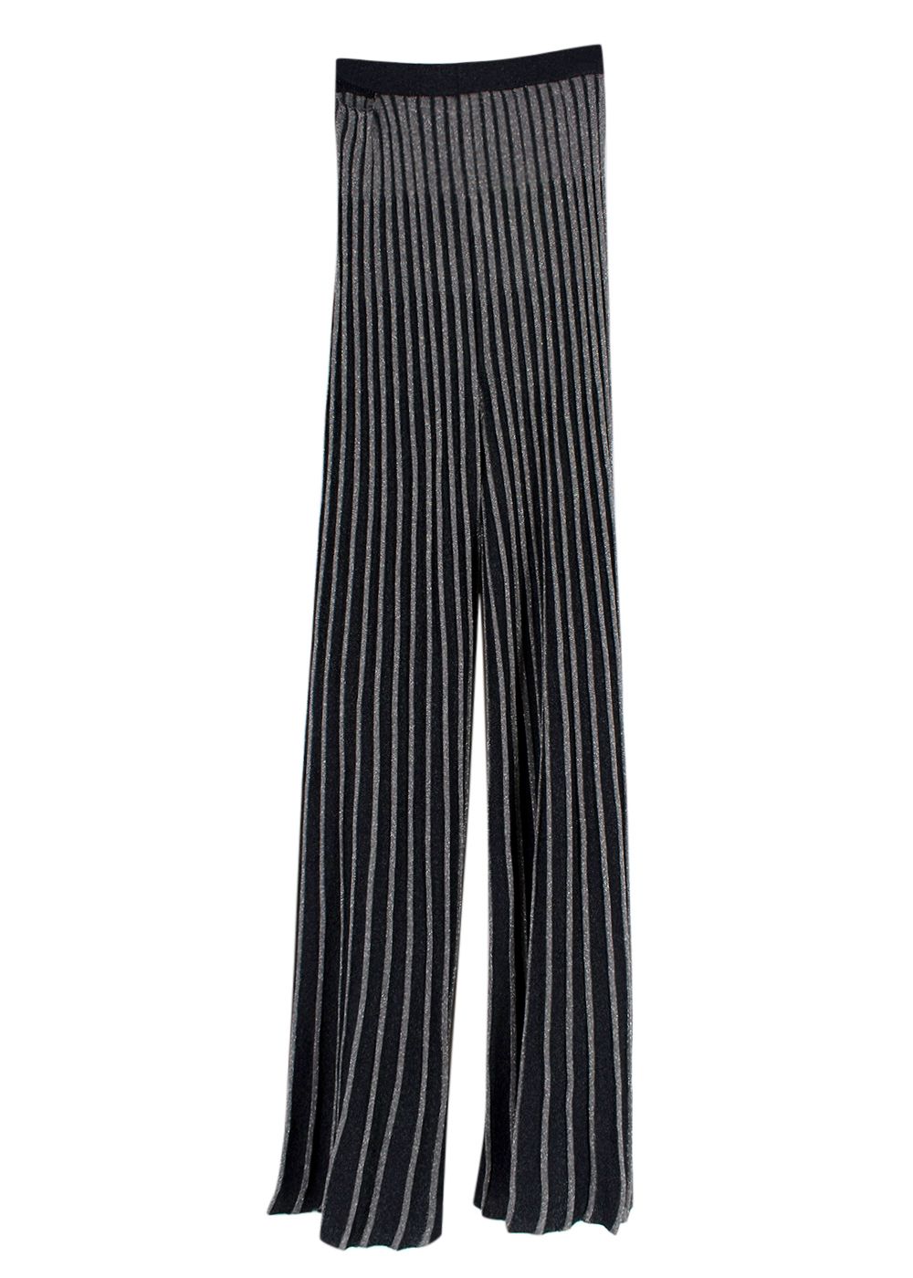 Stella McCartney Evening Pleats Knitted Trousers Size S Black  silver viscose