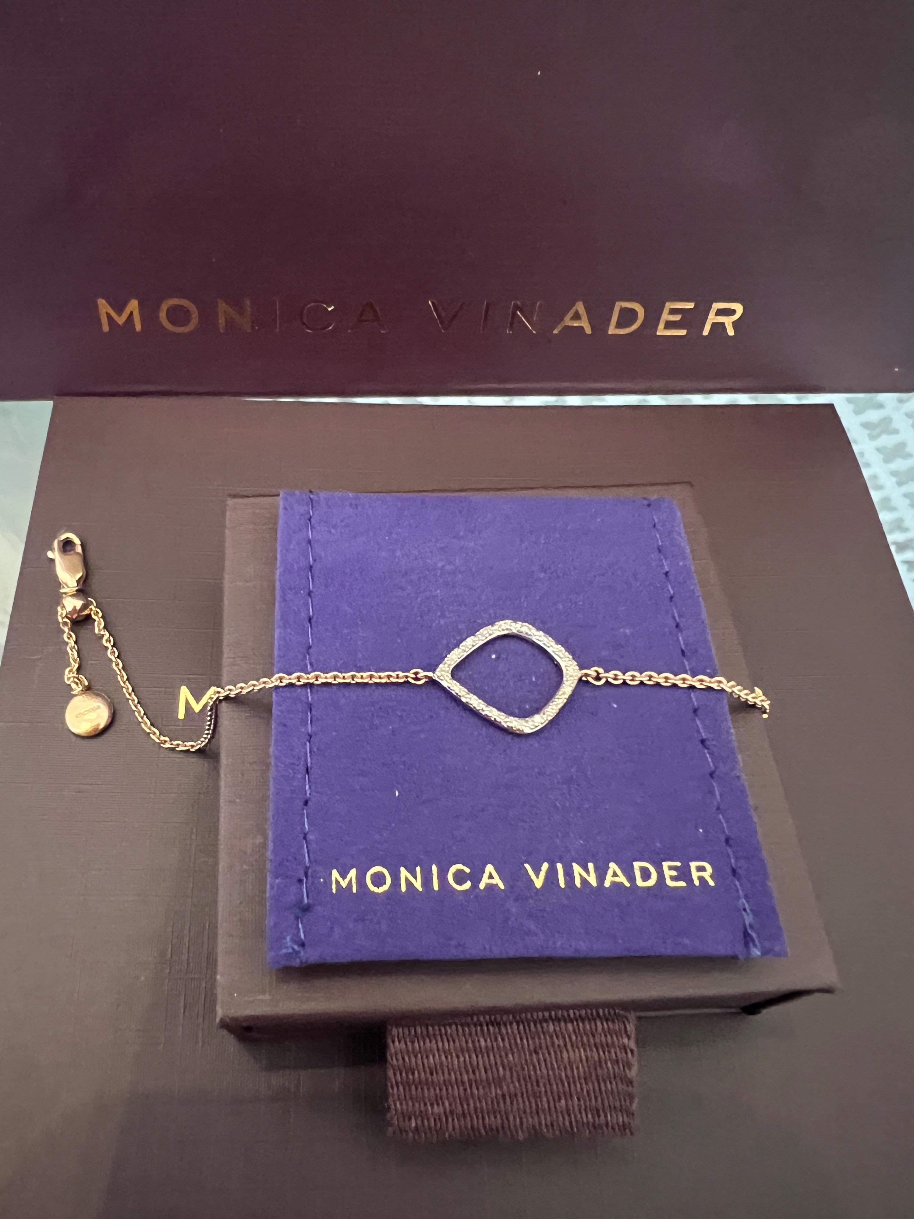 Preowned Monica Vinader 18ct Rose Gold Vermeil Riva Diamond Kite Chain Bracelet