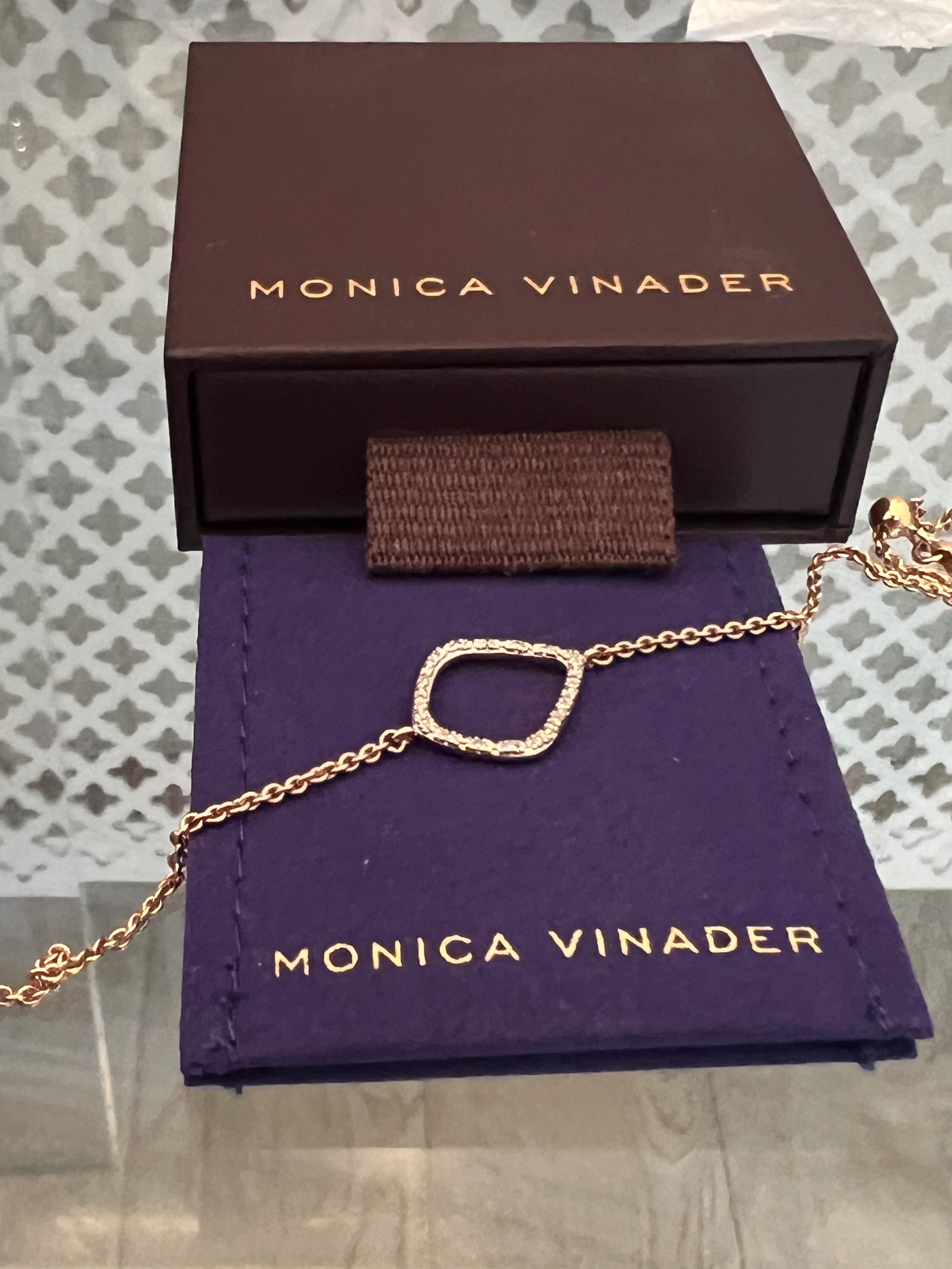 Preowned Monica Vinader 18ct Rose Gold Vermeil Riva Diamond Kite Chain Bracelet