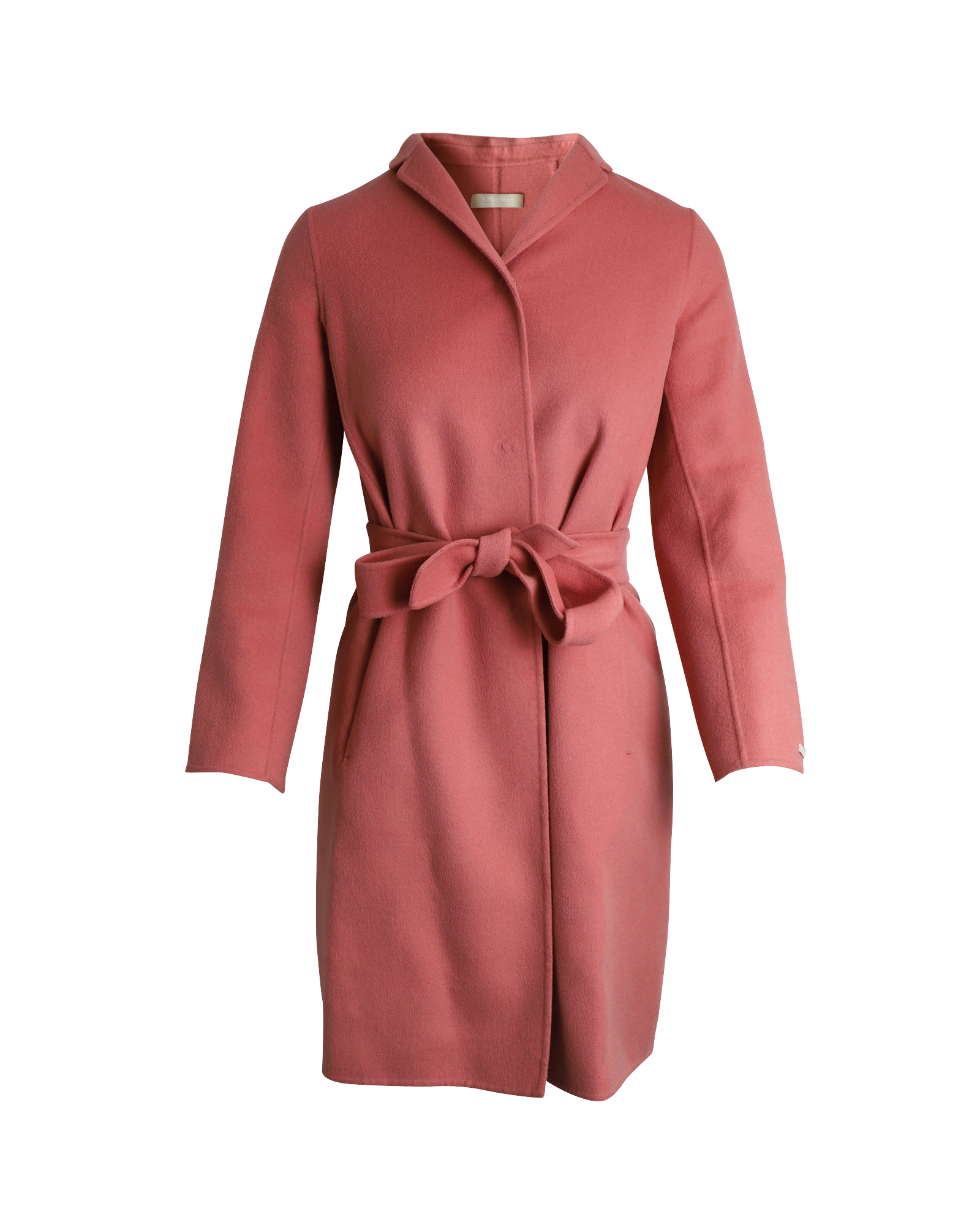 Preowned 'S Max Mara Pink Wool Belted Wrap Coat Size 37