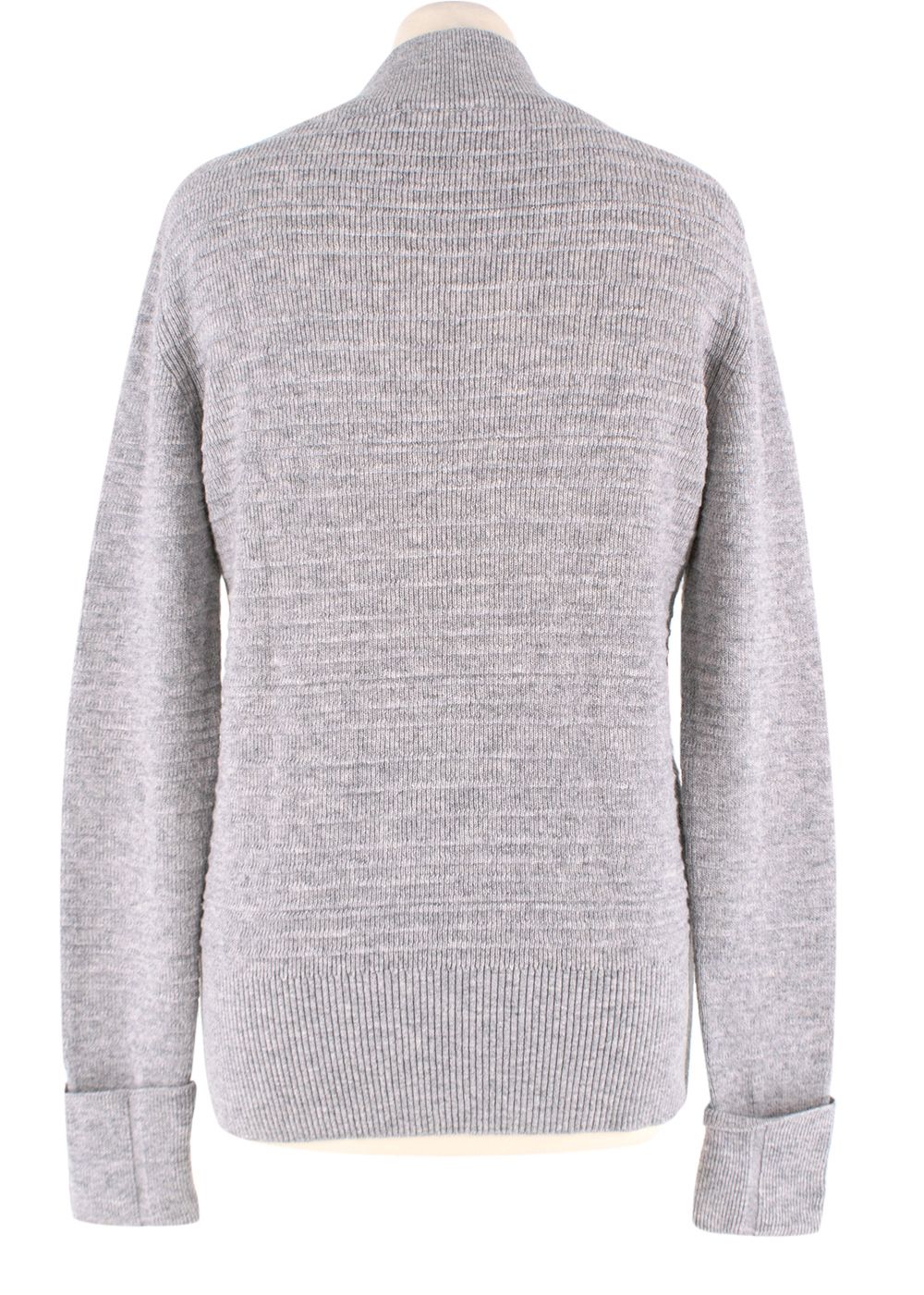 Preowned Chloe Grey Wool Knitted Jumper with Collar Detail Size S light grey