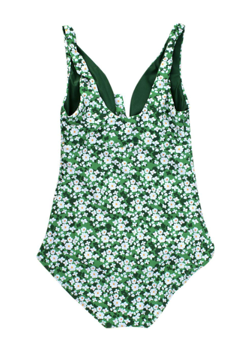 Borgo De Nor Green Floral Pallas Bow Tie Swimsuit Size M Green white recycled polyamide/elastane