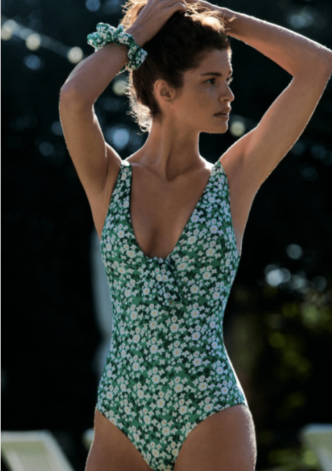 Borgo De Nor Green Floral Pallas Bow Tie Swimsuit Size M Green white recycled polyamide/elastane