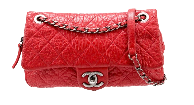 Chanel Red Aged Calfskin Single Flap Bag leather