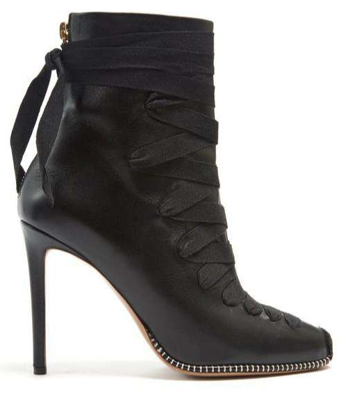 Preowned Altuzarra Black Lace-up Leather Ankle Boots Size 40