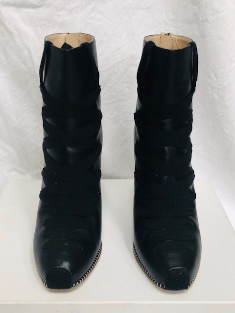 Preowned Altuzarra Black Lace-up Leather Ankle Boots Size 40