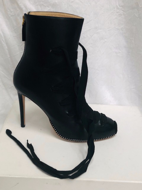 Preowned Altuzarra Black Lace-up Leather Ankle Boots Size 40