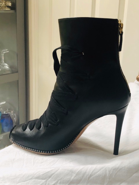 Preowned Altuzarra Black Lace-up Leather Ankle Boots Size 40