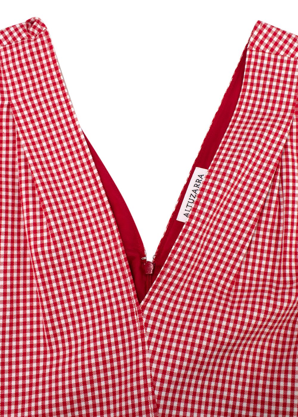 Altuzarra Red Checked Asymmetric Cotton Dress Size XL Red  White