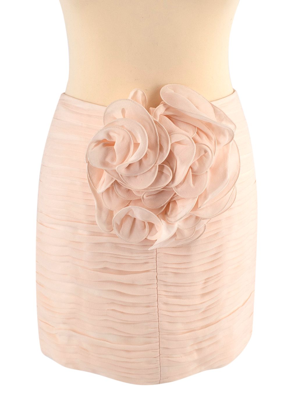 Preowned Magda Butrym Sculptural silk chiffon crop top  Floral silk chiffon miniskirt Size XXS pink