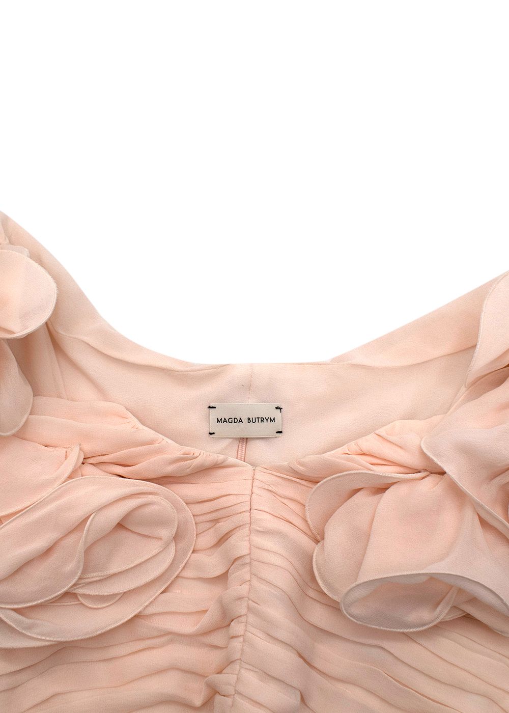 Preowned Magda Butrym Sculptural silk chiffon crop top  Floral silk chiffon miniskirt Size XXS pink