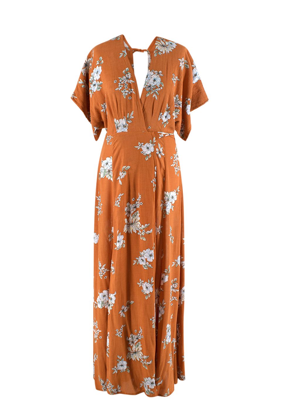 Preowned Faithful the Brand orange floral wrap dress Size XXS rayon