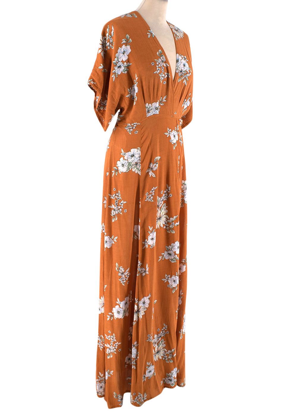 Preowned Faithful the Brand orange floral wrap dress Size XXS rayon