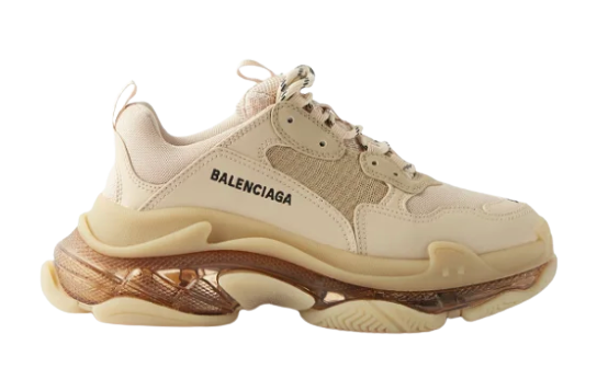 Preowned Balenciaga beige leather  mesh Triple S Clear Sole trainers Size 37 faux leather/faux nubuck/mesh