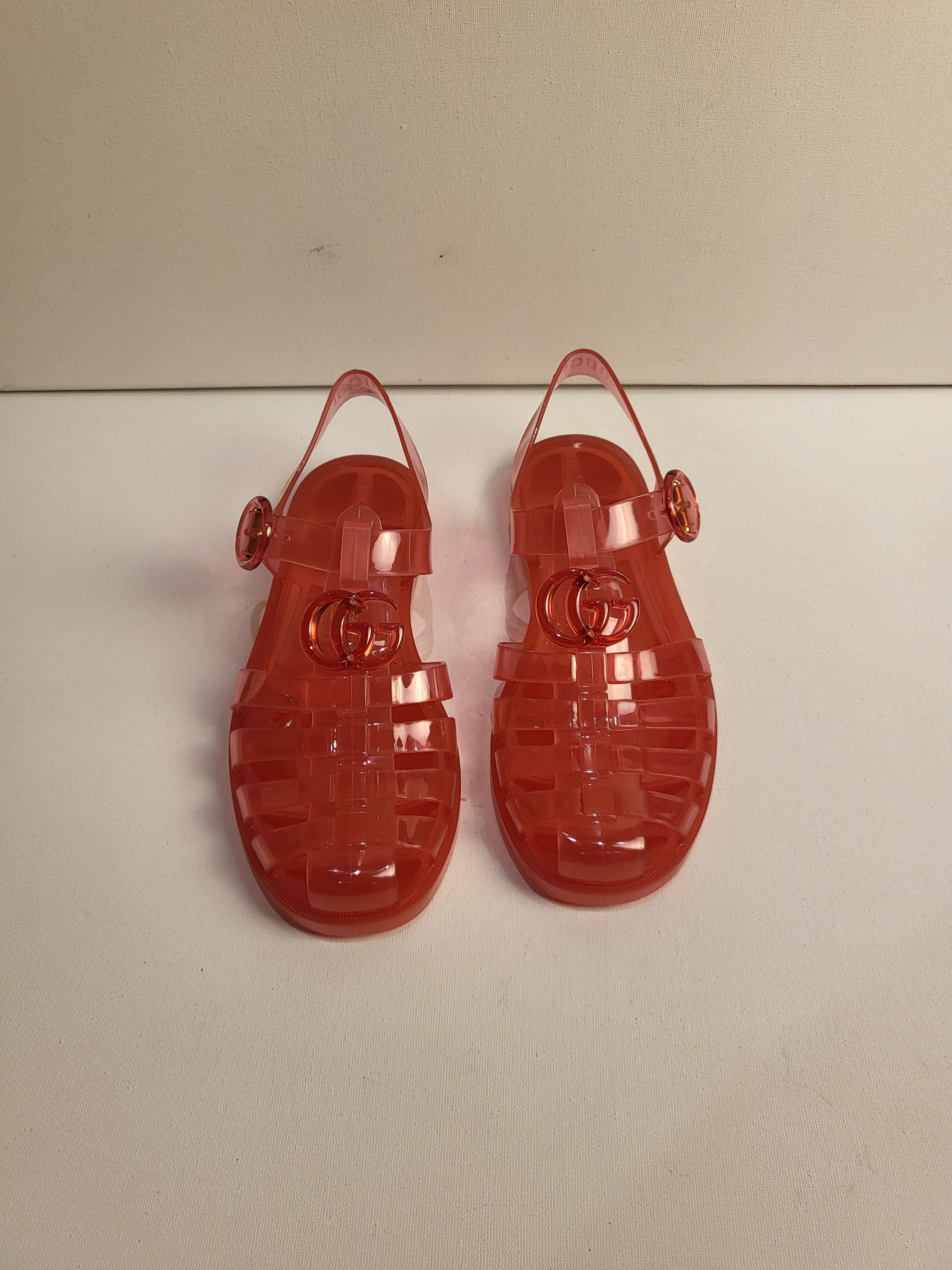 Gucci Pink GG Jelly Sandals Size 37 rubber