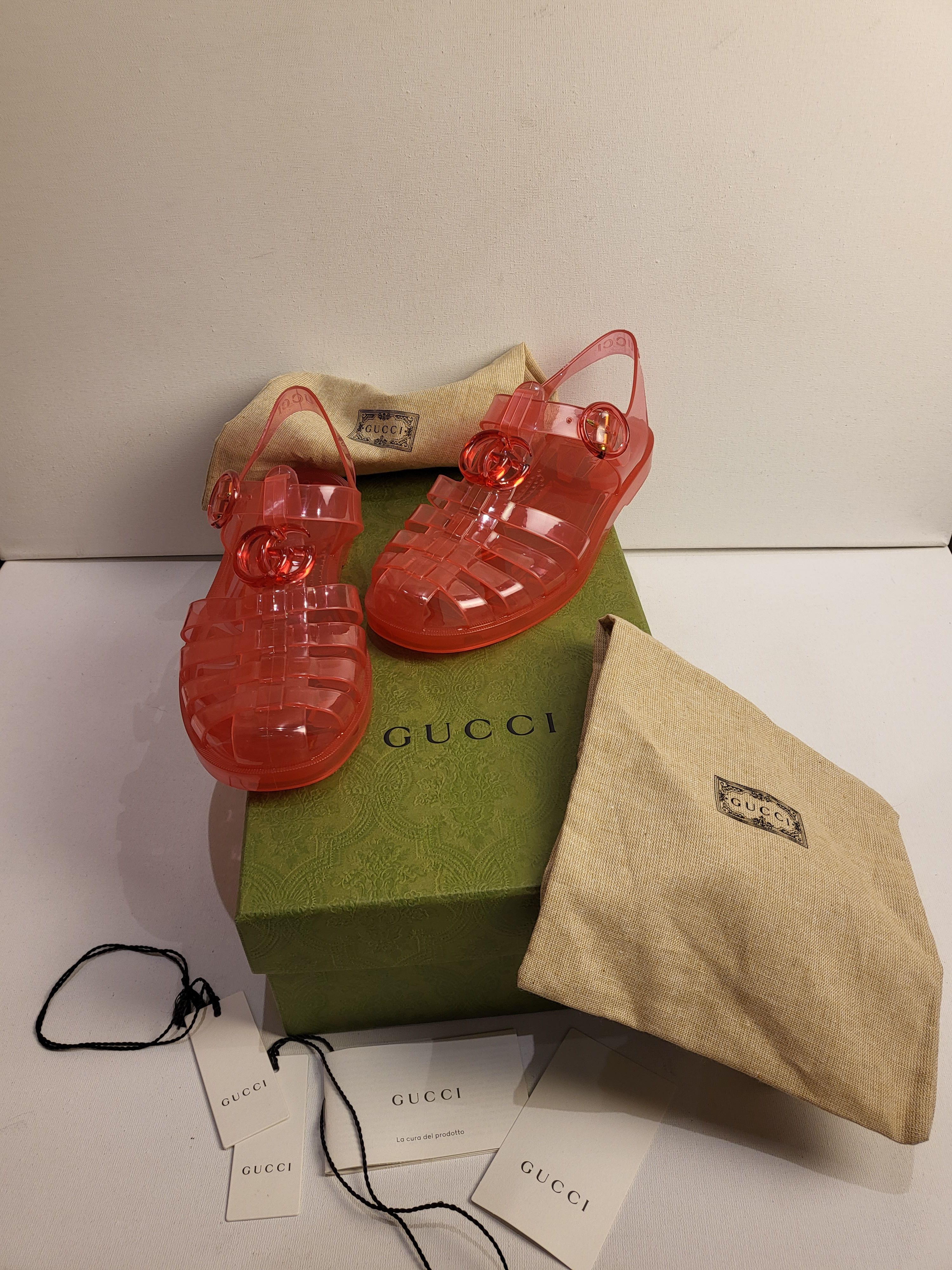 Gucci Pink GG Jelly Sandals Size 37 rubber