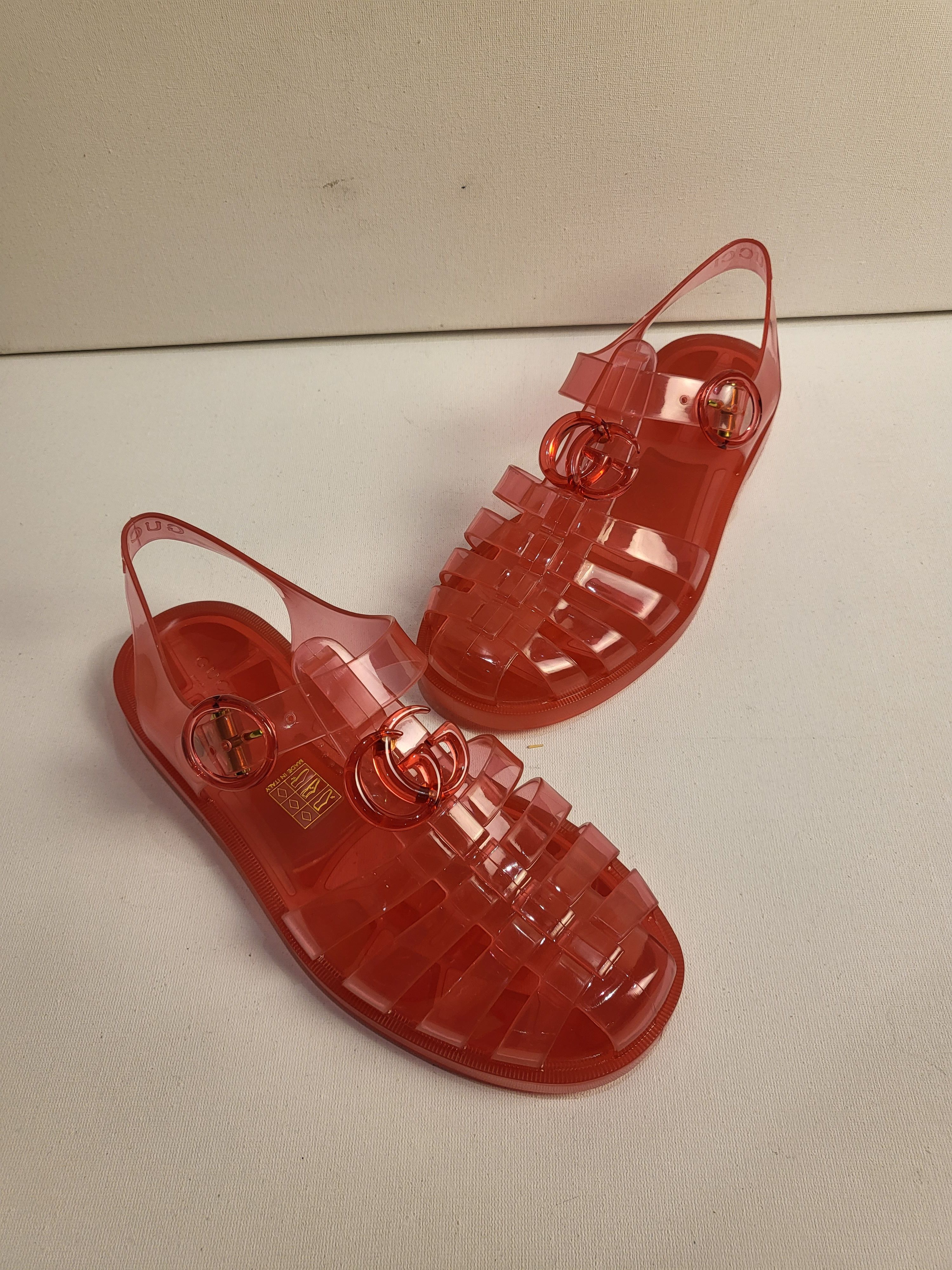 Gucci Pink GG Jelly Sandals Size 37 rubber