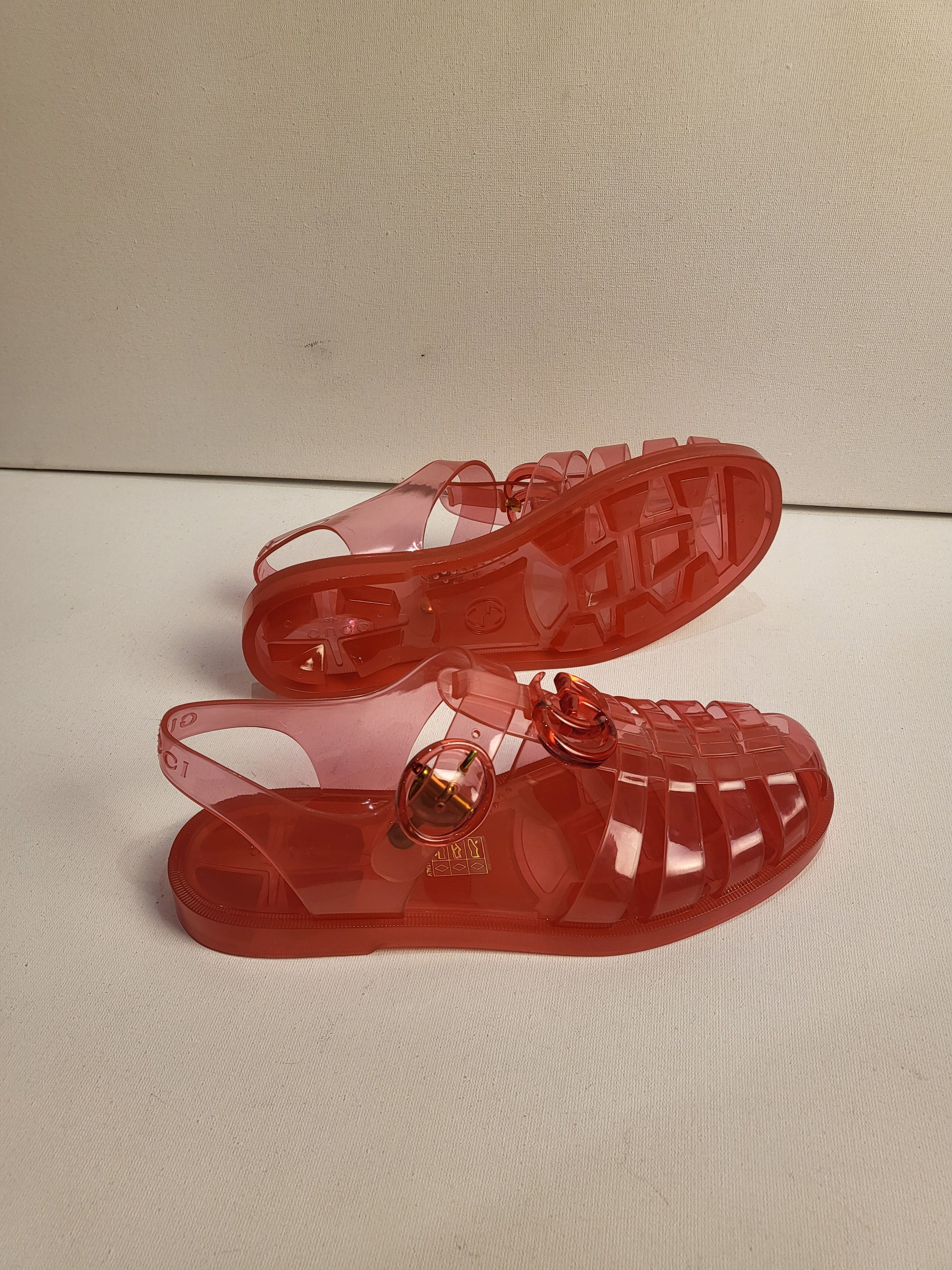 Gucci Pink GG Jelly Sandals Size 37 rubber