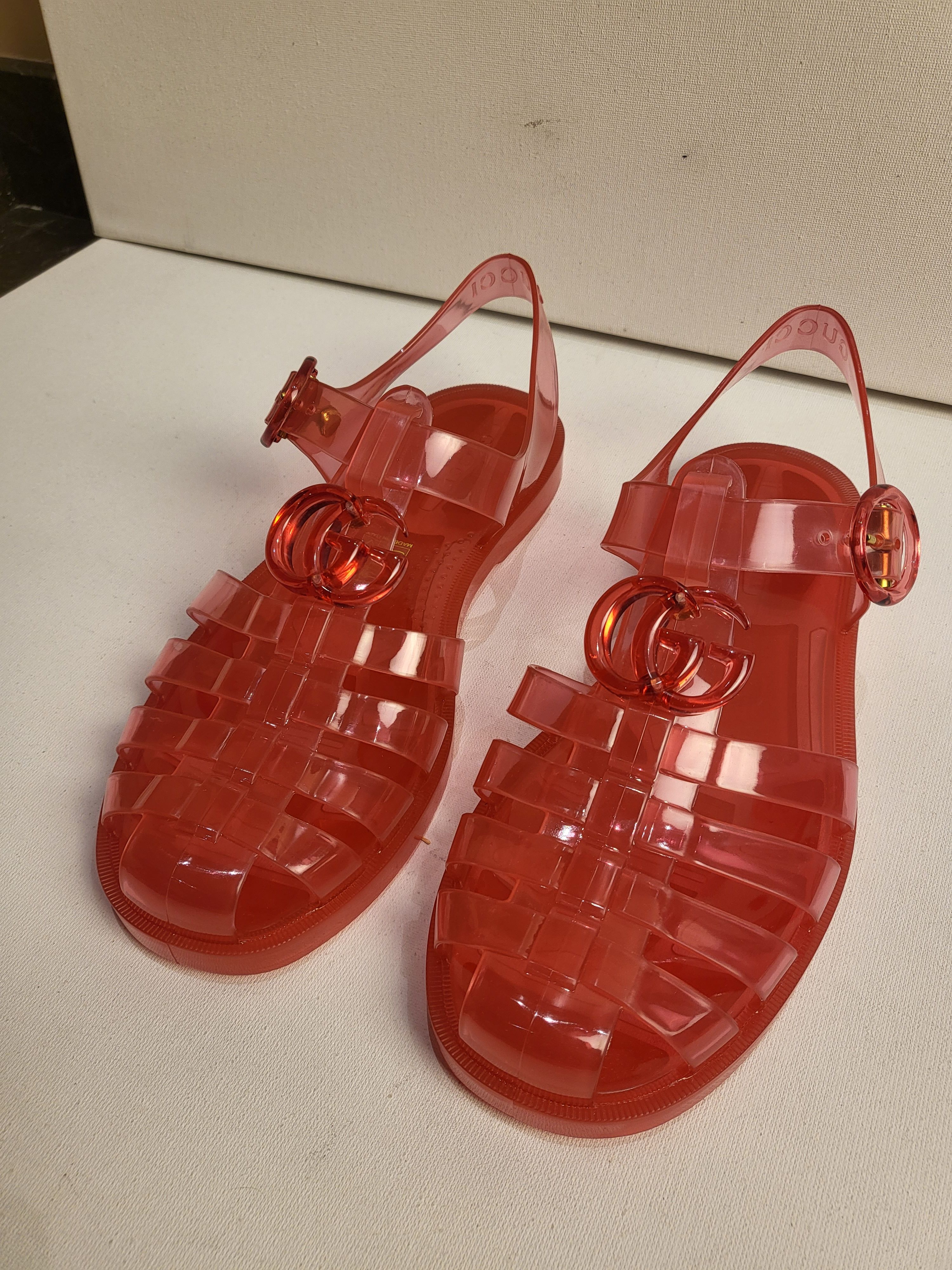 Gucci Pink GG Jelly Sandals Size 37 rubber