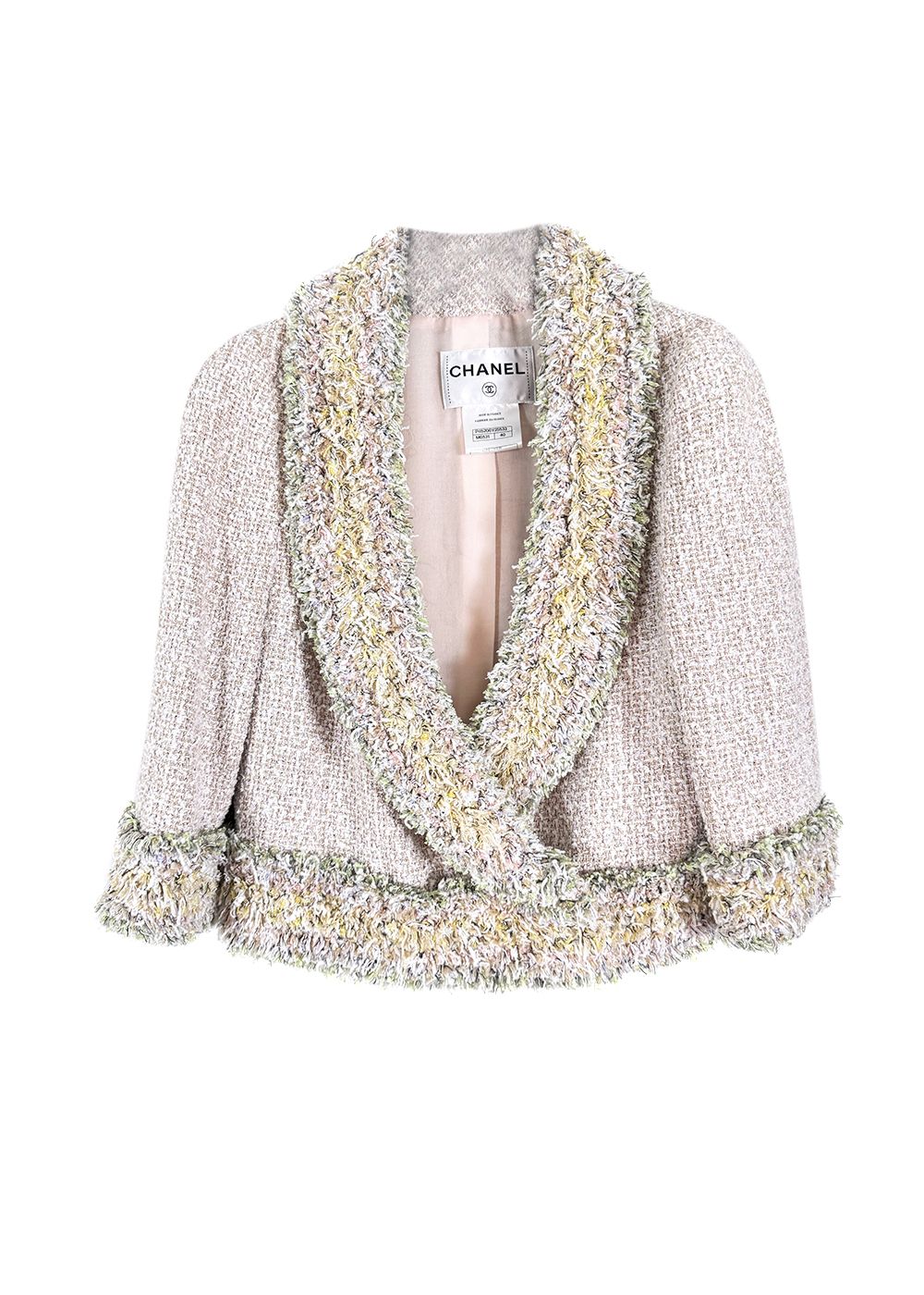 Chanel Lesage Tweed Jacket and Top Suit Size M pastels