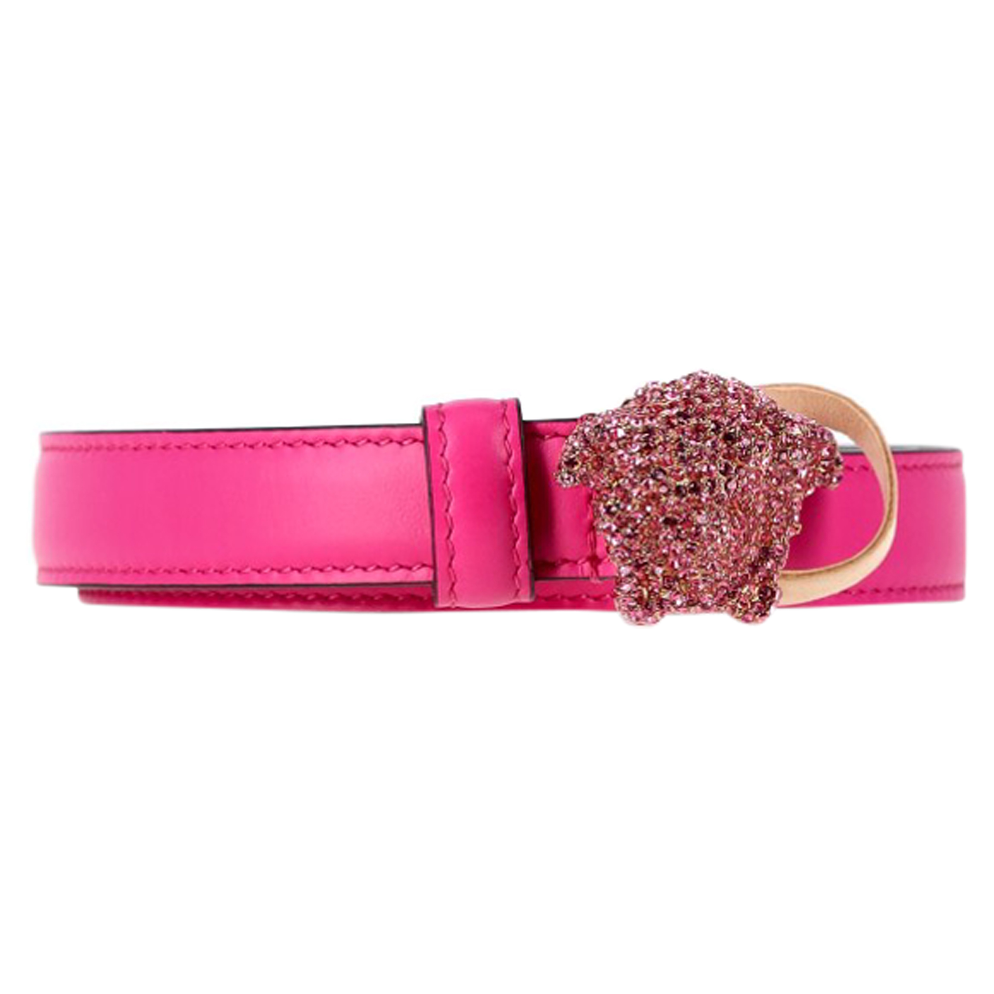 Preowned Versace Pink La Medusa Crystal-Embellished Belt pink | rose leather